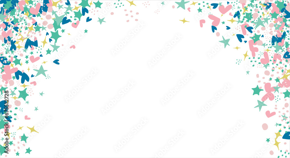 confetti, hearts, stars pink for promotions and events . party, diary, decorate, event. Vector illustration.