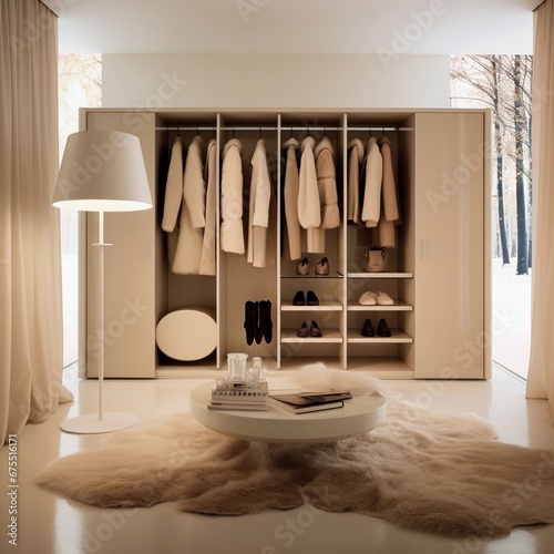 walk-in wardrobe, finland, beige, taupe, interior magazine photography © Lucas