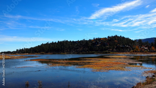 Beautiful scenery of marshland and house on the hills in California