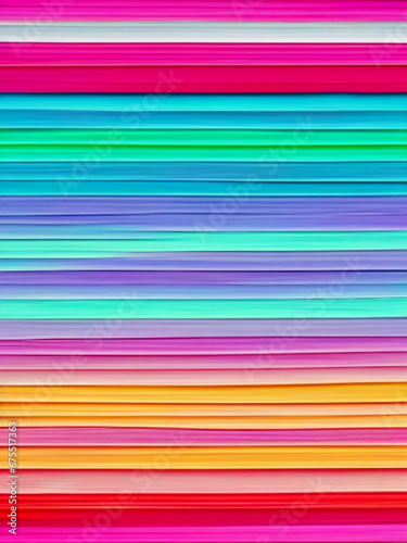 Motley pied horizontal stripes. Abstract beautiful background. Soft voluminous wavy lines of different color. Colorful background. Generated by AI. photo