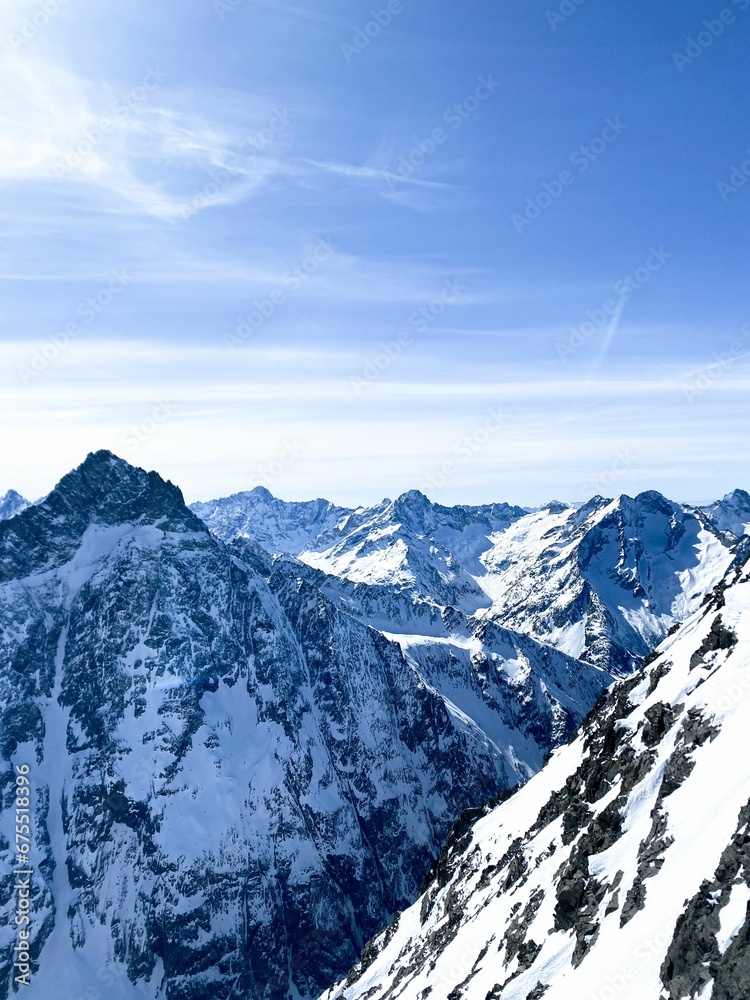 Aerial view of the Les Deux Alpes mountains in France Aerial view of the Les Deux Alpes mountains in France