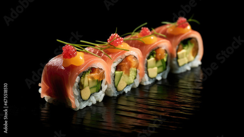 sushi on a plate with elegant cutlery - set of sushi - sushi box 