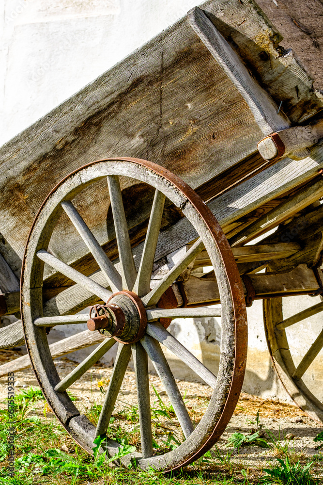 old wooden cart at a farm