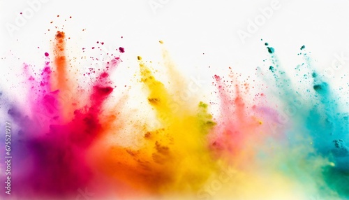 Colorful rainbow holi paint color powder explosion isolated on white background photo