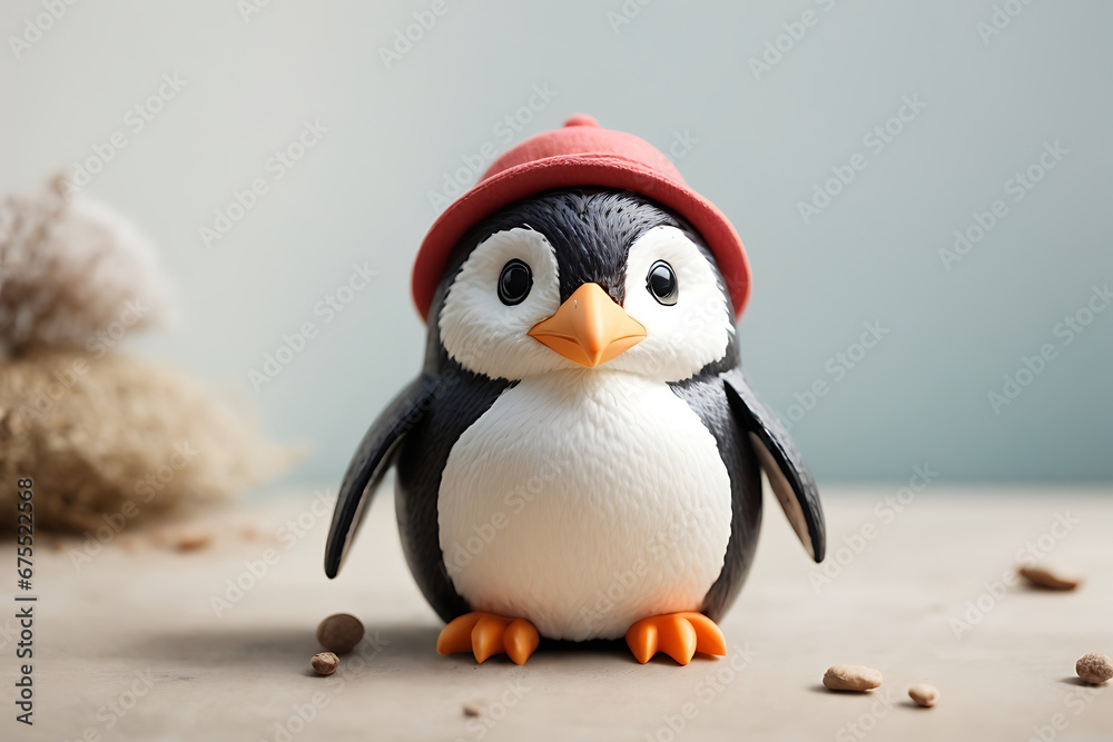 Fototapeta premium Playful Plasticine Penguin Mascot