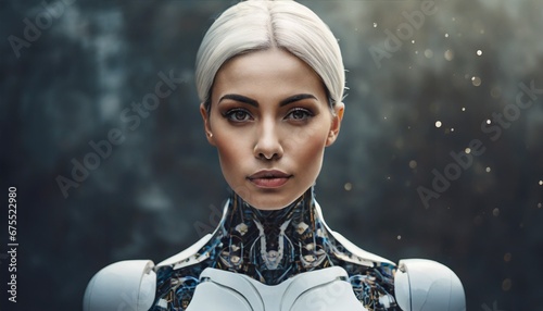 Bionic cool AI Woman body sculpture background