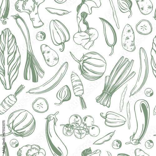 Sketch vegetables.  Vector  pattern.