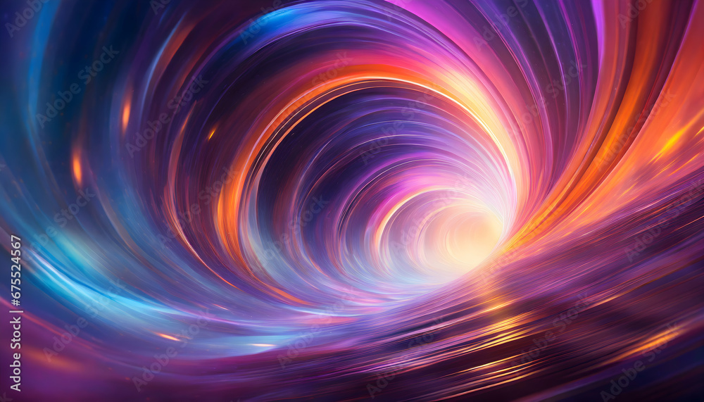 Obraz premium Abstract background evoking a high-speed wormhole journey, featuring a mesmerizing vortex of vibrant colors and cosmic energy. Ai generated