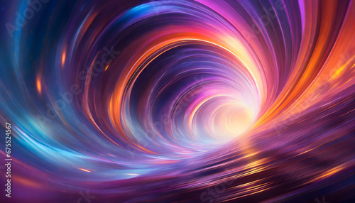 Abstract background evoking a high-speed wormhole journey, featuring a mesmerizing vortex of vibrant colors and cosmic energy. Ai generated