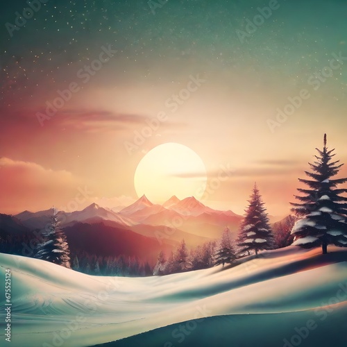 A vintage Christmas snow background, reminiscent of classic holiday scenes, with softly falling snowflakes creating a nostalgic winter atmosphere, generative ai © Niklas