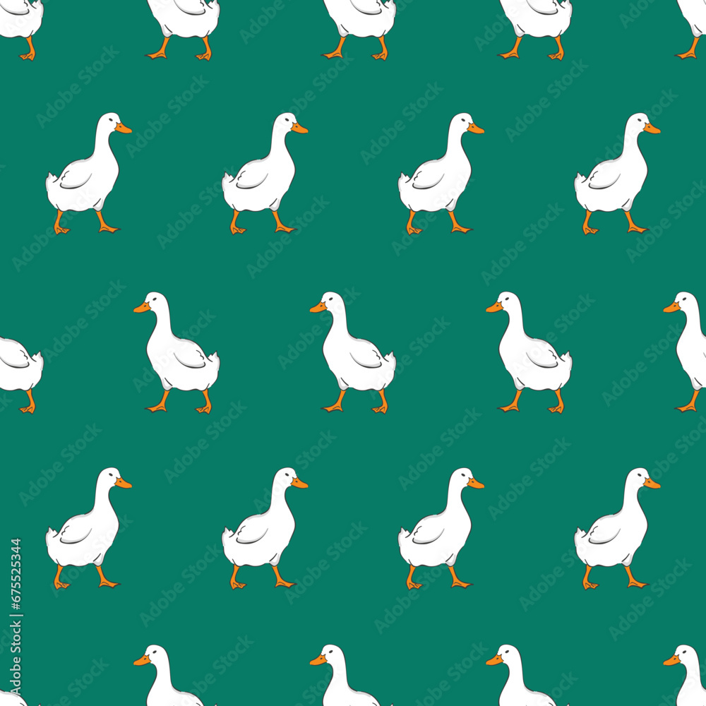Obraz premium Cute duck seamless pattern. Vector illustration