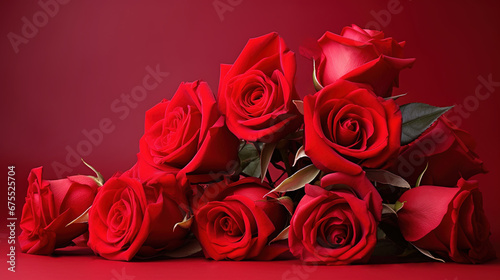 Red rose bouquet on a red background
