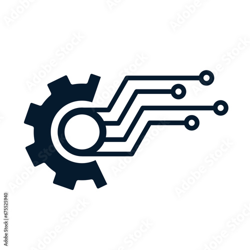 Processing of electronic technologies. Improvement, automation. Vector linear icon.