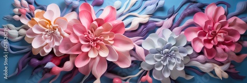 colorful flowers are painted on a background, in the style of organic sculpting, swirling vortexes, generative AI