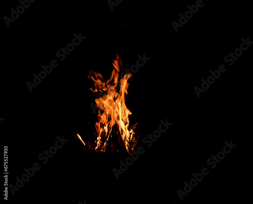 Fiery flames on a black background.