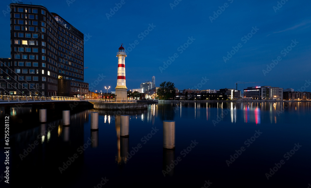 Malmo inner lighthouse at night