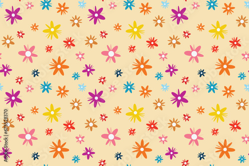 Vibrant pink yellow flower Meadow Blooms Seamless isolated Pattern Flowers Diverse Creative Projects Perfect summer spring print children s fabrics Typography Tablecloths Scrapbooking Wallpaper Repeat