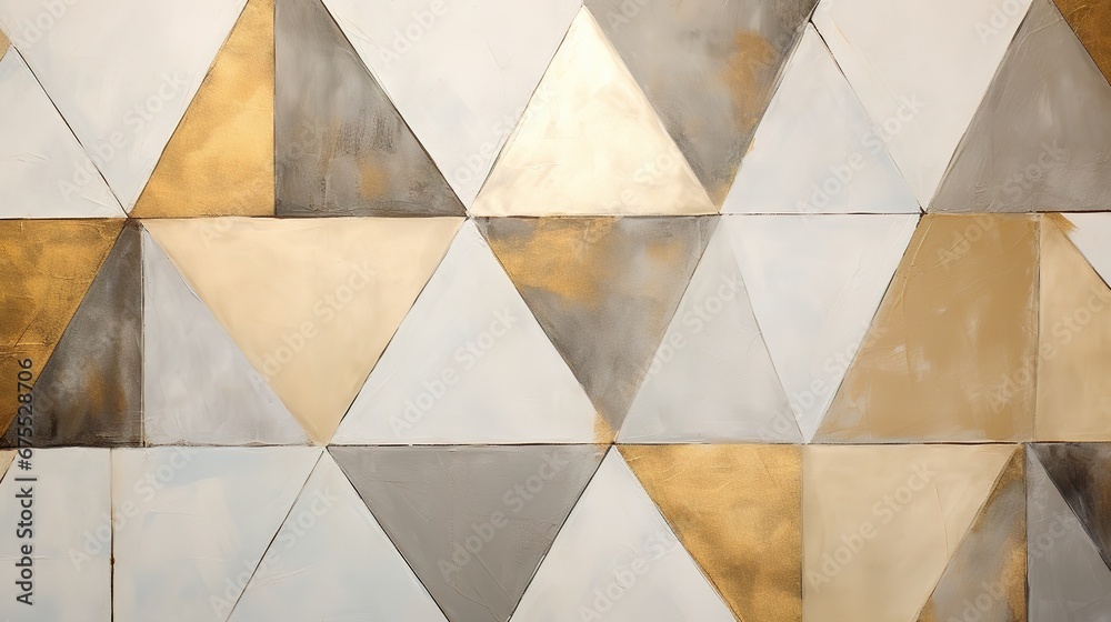 modern geometric stripes painting, paint strokes. beige, gray and gold colors - obrazy, fototapety, plakaty 