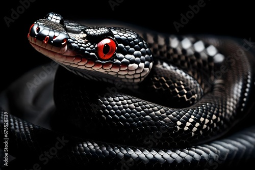 close up of a black snake