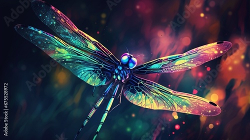 Dragonfly illustration colores vivos beautiful image Ai generated art © Biplob