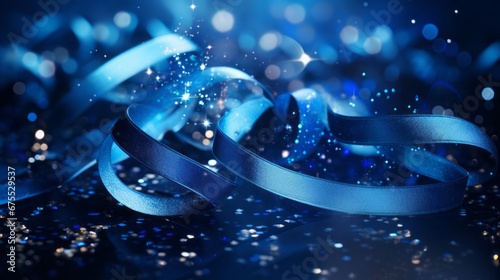 background blue ribbons with sparkles.