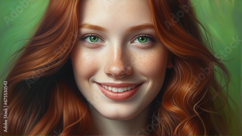 digital art, Young beautiful ginger woman, long hair, elegant © Mariana