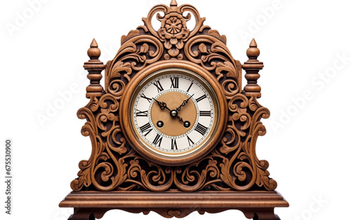 Antique Wooden Clock Design on isolated background