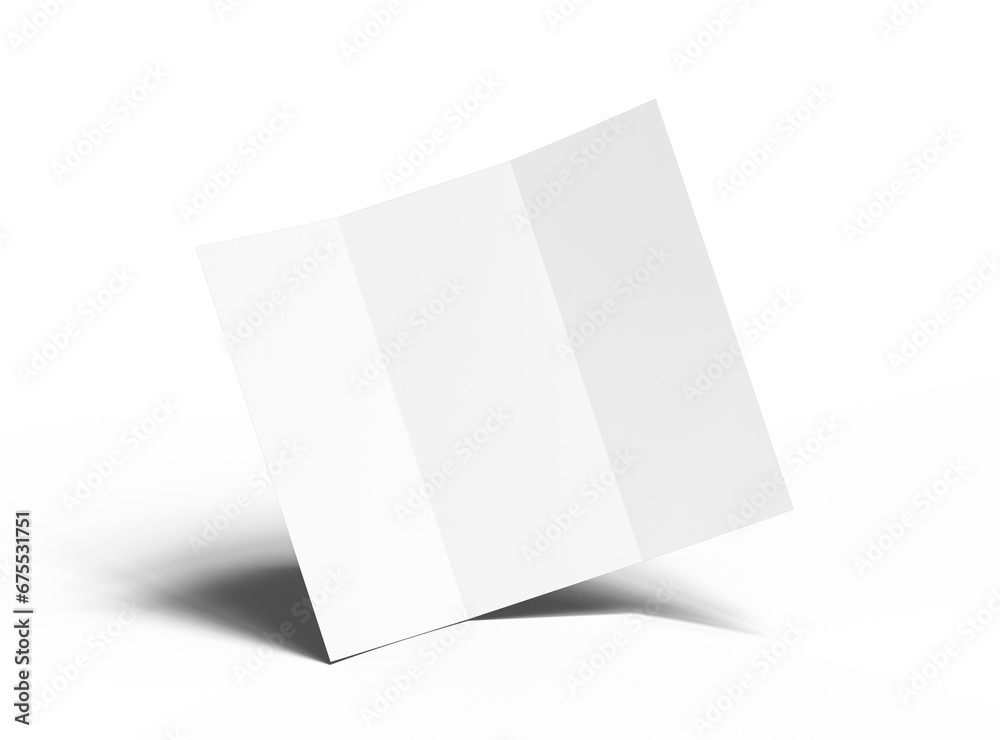 Blank Tri fold letter size brochure render on transparent background 