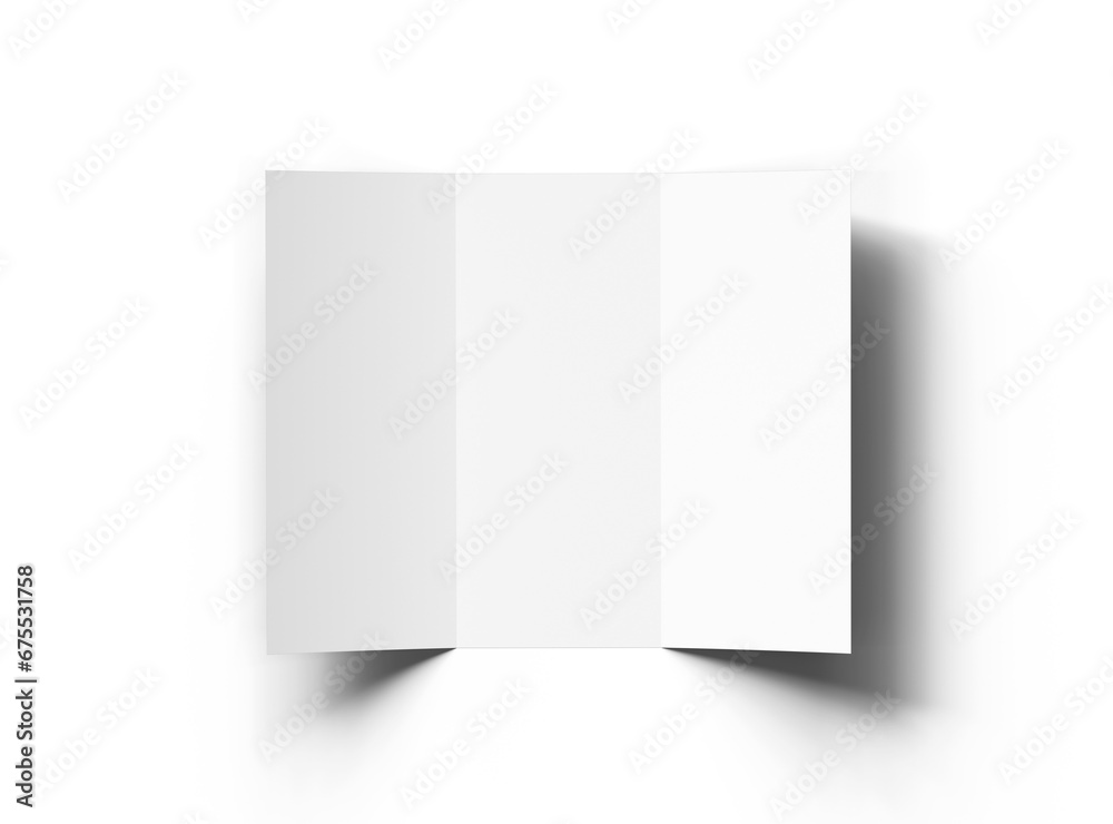 Blank Tri fold letter size brochure render on transparent background 