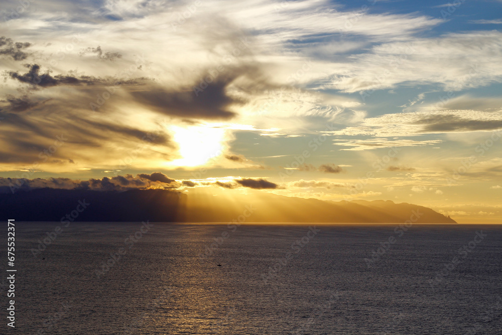 Fototapeta premium Sunset over Gomera island, Canaries, Spain