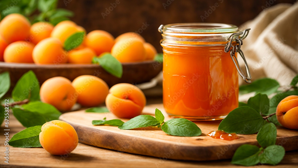 Appetizing apricot jam in the kitchen Appetizing apricot jam in the kitchen
