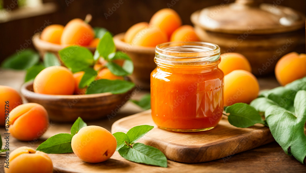 Appetizing apricot jam in the kitchen Appetizing apricot jam in the kitchen
