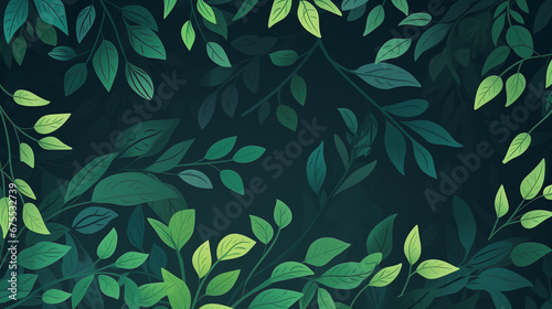 green pattern with leaves and text space