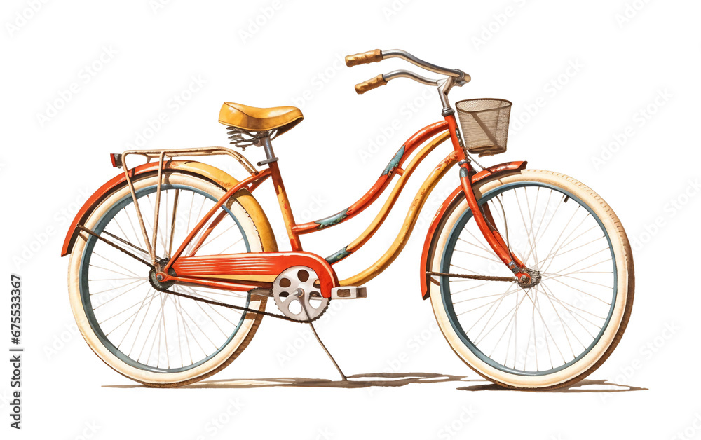 Attractive Beach Cruiser Bicycle with White Tyers Isolated on Transparent Background PNG.