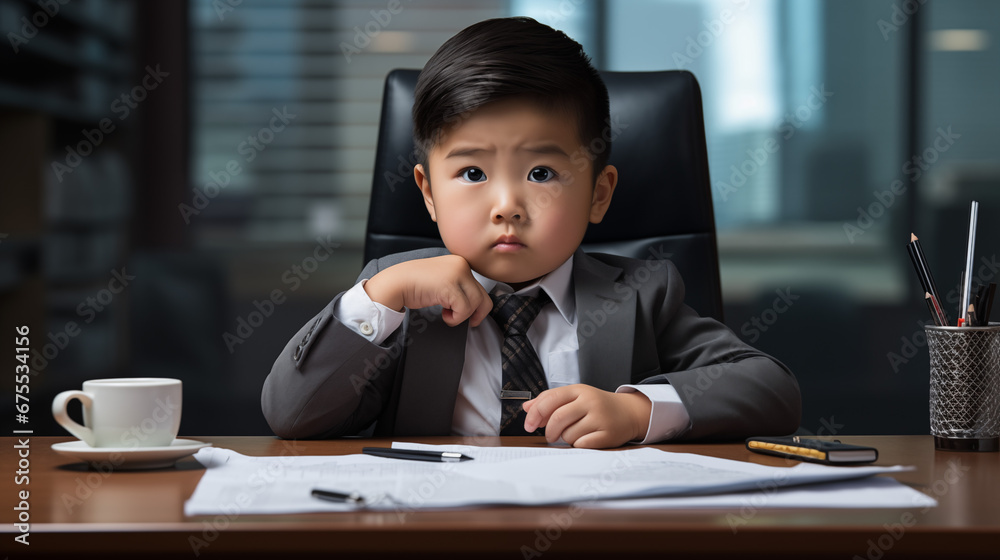 Adorable young Asian boy as a businessman Adorable young Asian boy as a businessman