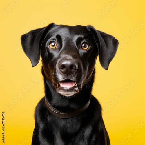dog on a yellow background.
