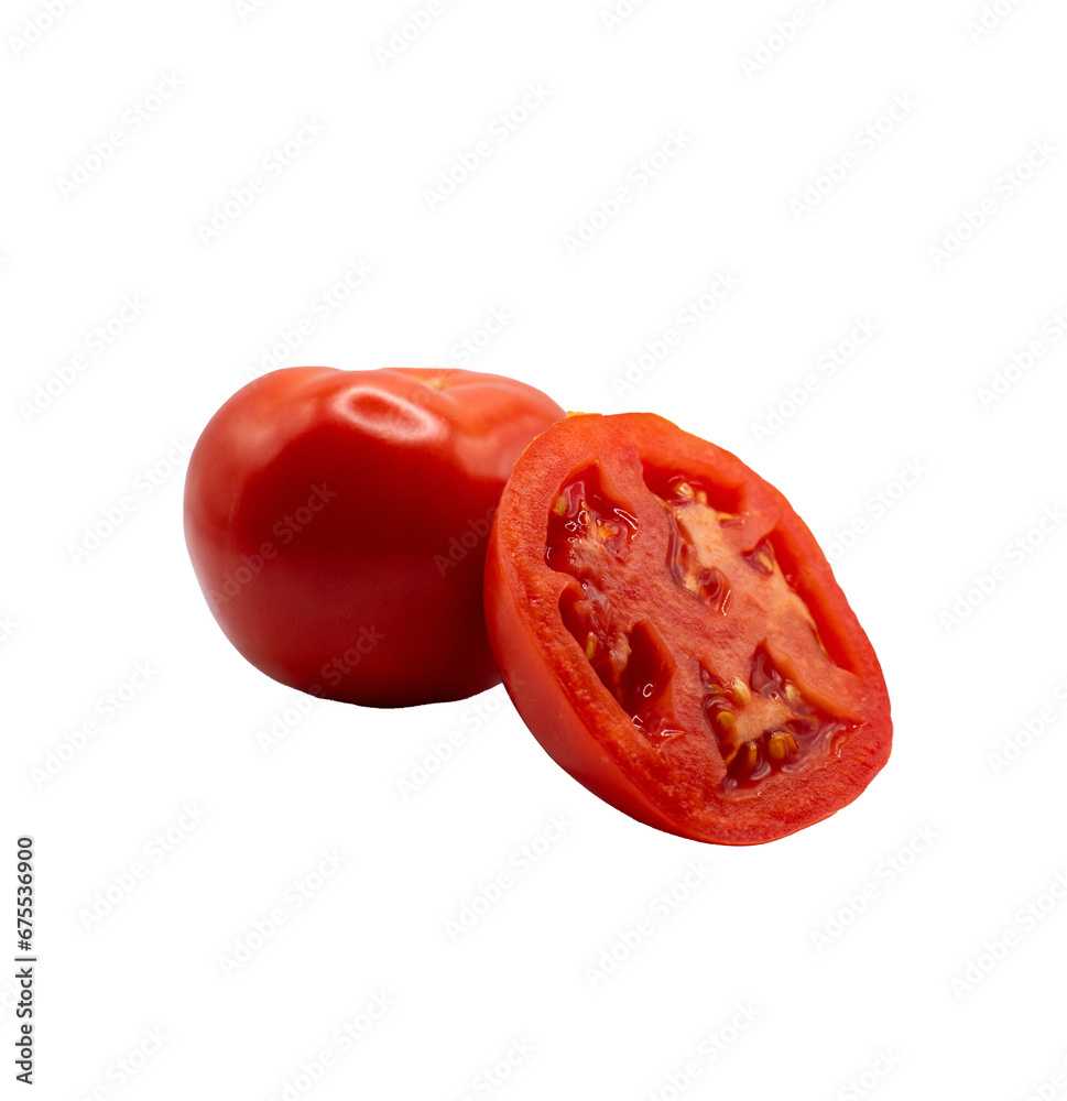 tomato slice and whole tomato isolated on a transparent background tomato slice and whole tomato isolated on a transparent background