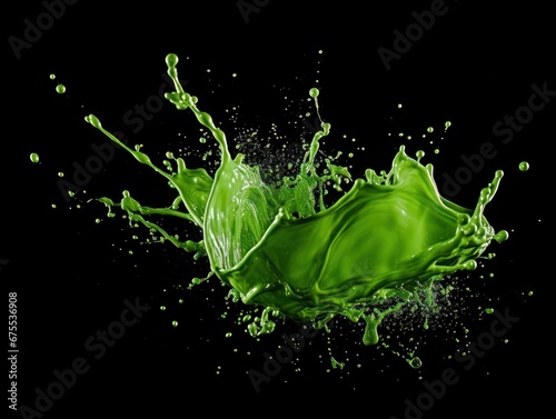 green paint splash on black background