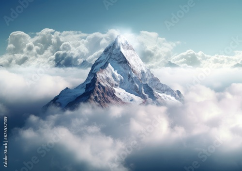 "Snowy Splendor: Capturing the Grandeur of a Majestic Snow-Capped Peak Standing Tall." Ai generated.