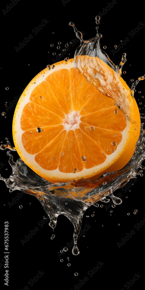 A SLICE OF ORANGE IN WATER ILLUSTRATION A SLICE OF ORANGE IN WATER ILLUSTRATION