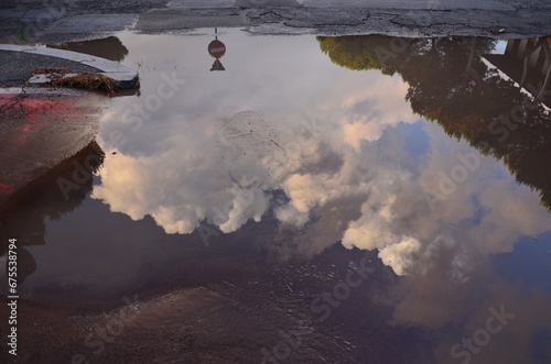 reflection of clouds in water photo