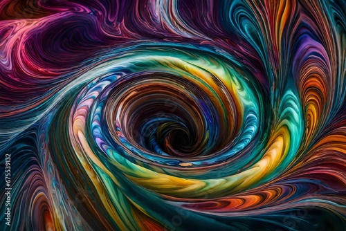 A hypnotic whirlpool of iridescent oil-like colors 