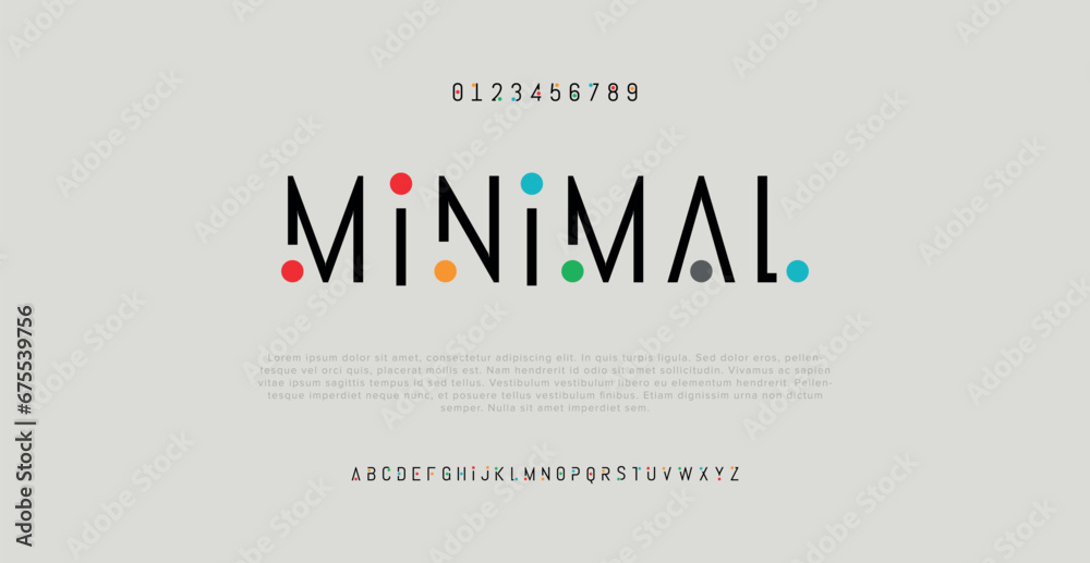 Minimal font creative modern alphabet. Typography  minimalist style fonts set. vector illustration - obrazy, fototapety, plakaty 