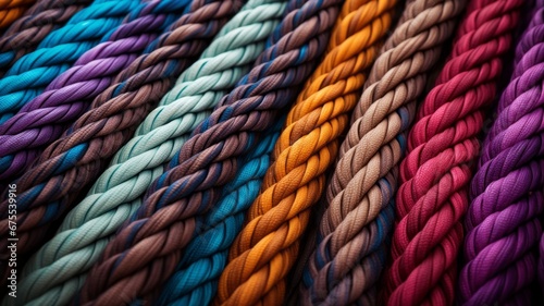 colorful ropes laying on concrete floor. abstract background.