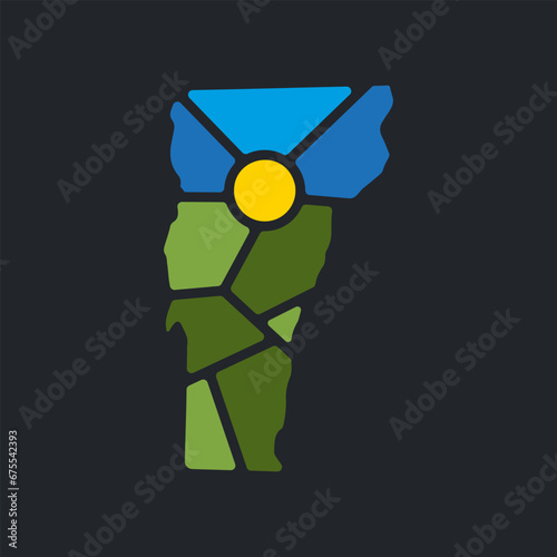Creative nature logo for Vermont, USA. Badge for parks and recreation. Sun vintage logo vector concept, icon, element, and template for company