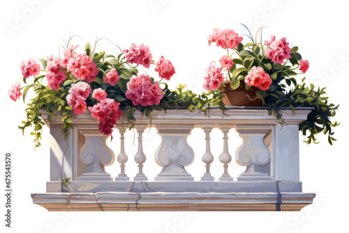 balcony with flowers isolated on transparent background, png file © Olha Vietrova