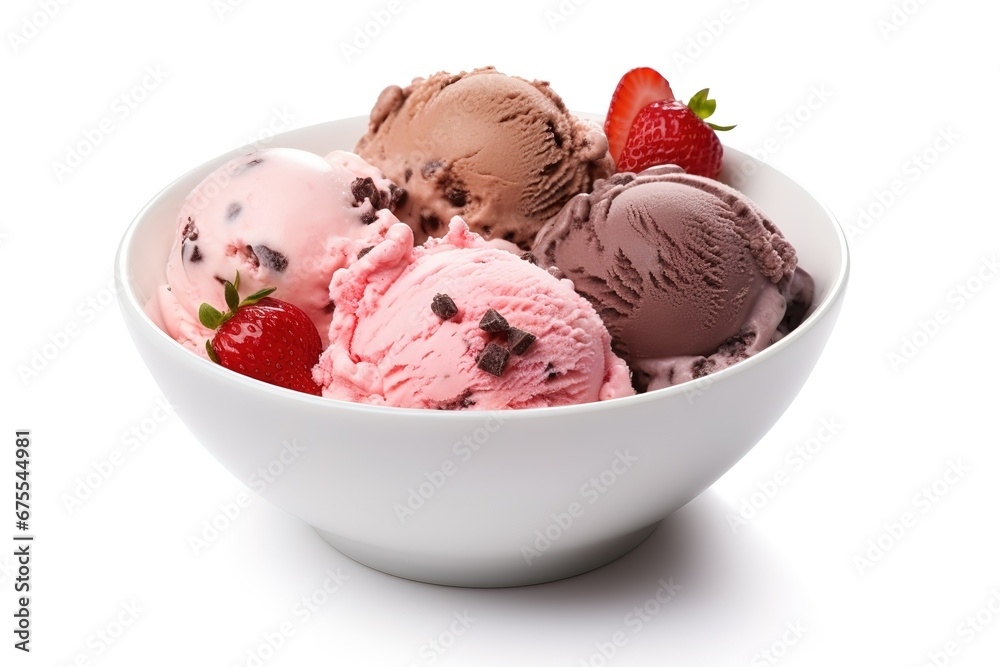 three scoops of ice cream in a bowl three scoops of ice cream in a bowl