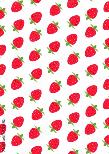 Repeat pattern of fresh strawberries and fruits for background or texture use