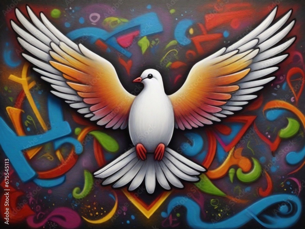 Obraz premium dove of peace, graffiti