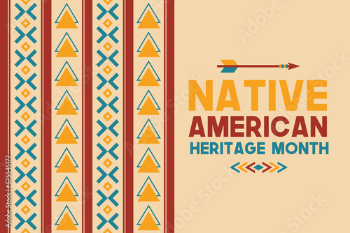 Native American Heritage Month design. American Indian culture. Celebrate annual in United States.